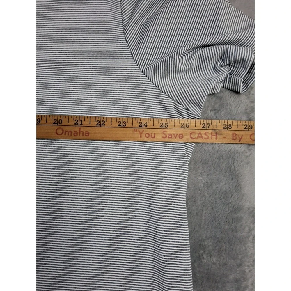 Mens ADIDAS XXL Polo‎ Golf Short Sleeve Shirt Polyester Gray Blue White Stripes